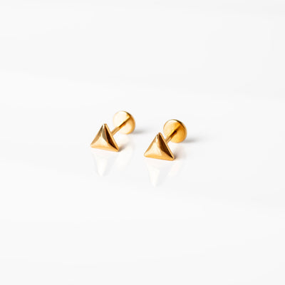 Ziggy Domed Triangle Titanium Flat Back Sleeper Earrings