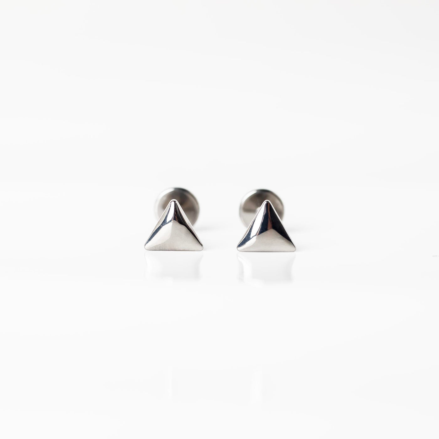 Ziggy Domed Triangle Titanium Flat Back Sleeper Earrings