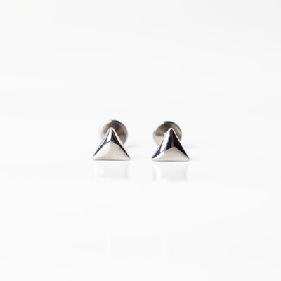Ziggy Domed Triangle Titanium Flat Back Sleeper Earrings