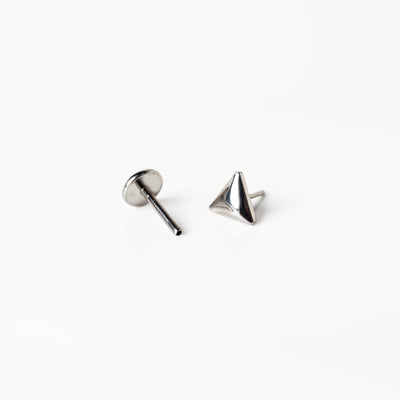 Ziggy Domed Triangle Titanium Flat Back Sleeper Earrings