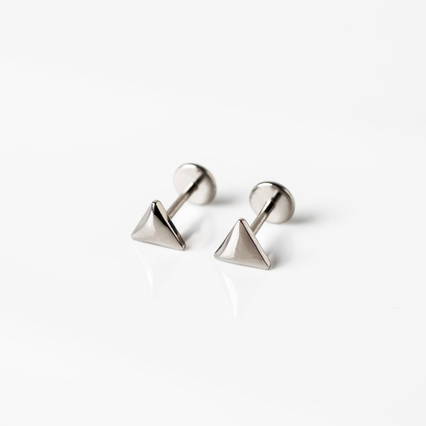 Ziggy Domed Triangle Titanium Flat Back Sleeper Earrings