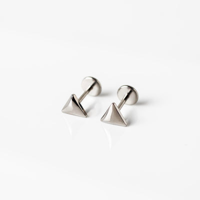 Ziggy Domed Triangle Titanium Flat Back Sleeper Earrings