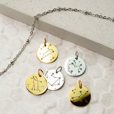 Extra Charm for Constellation Engraved Pendant Necklace - Silver or Gold