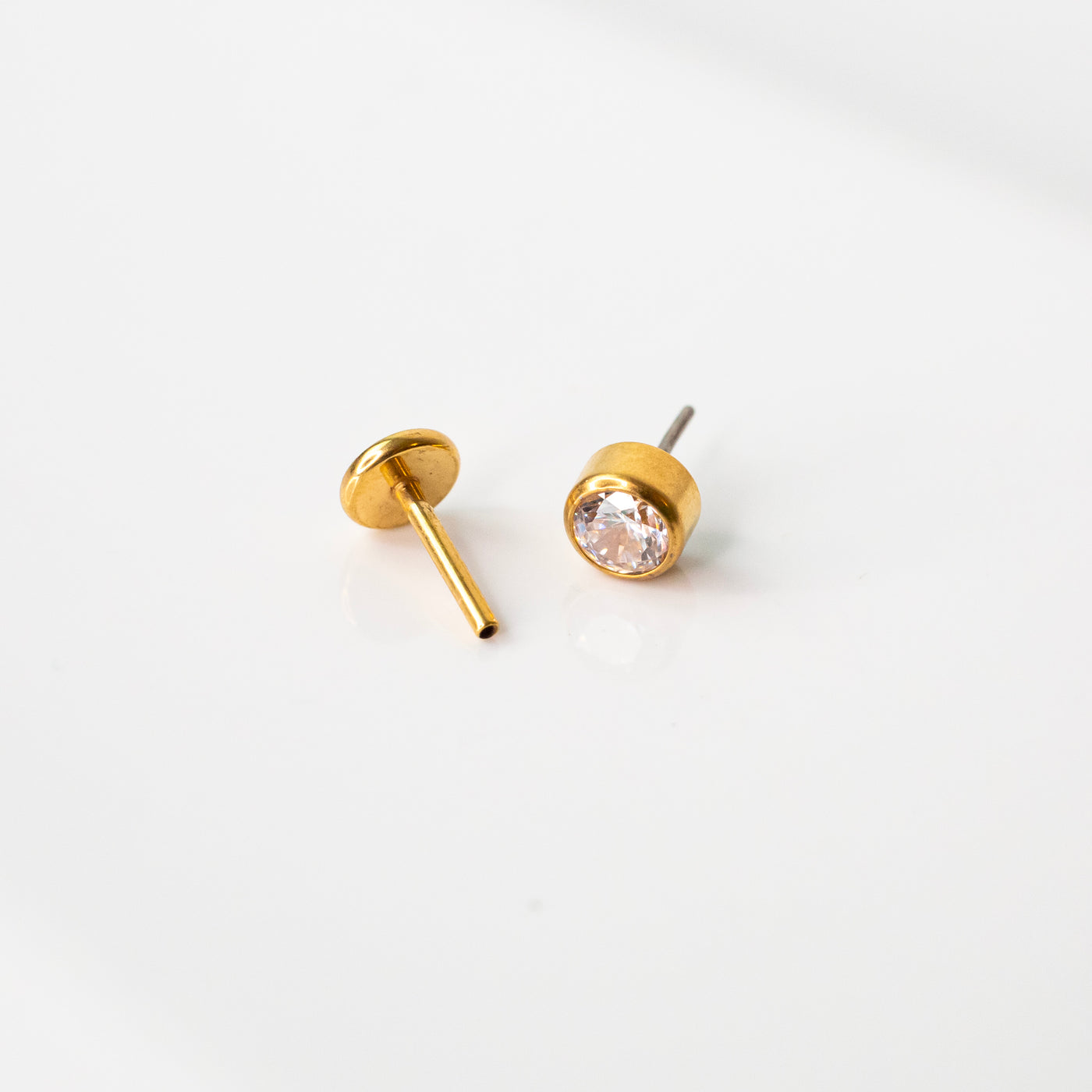 Crystal Round Bezel-Set Flat Back Sleeper Earrings