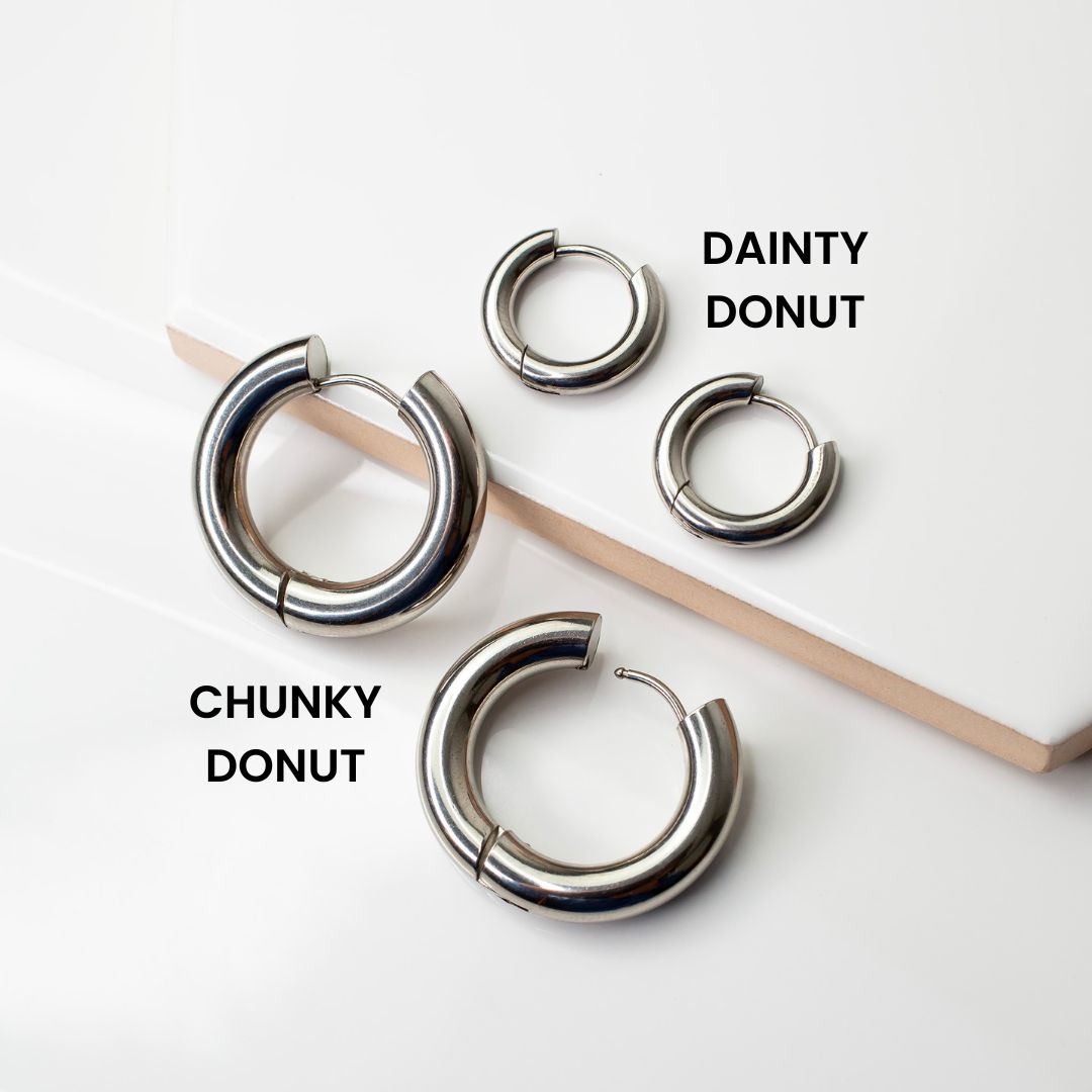 Chunky Donut Locking Hoop Earrings