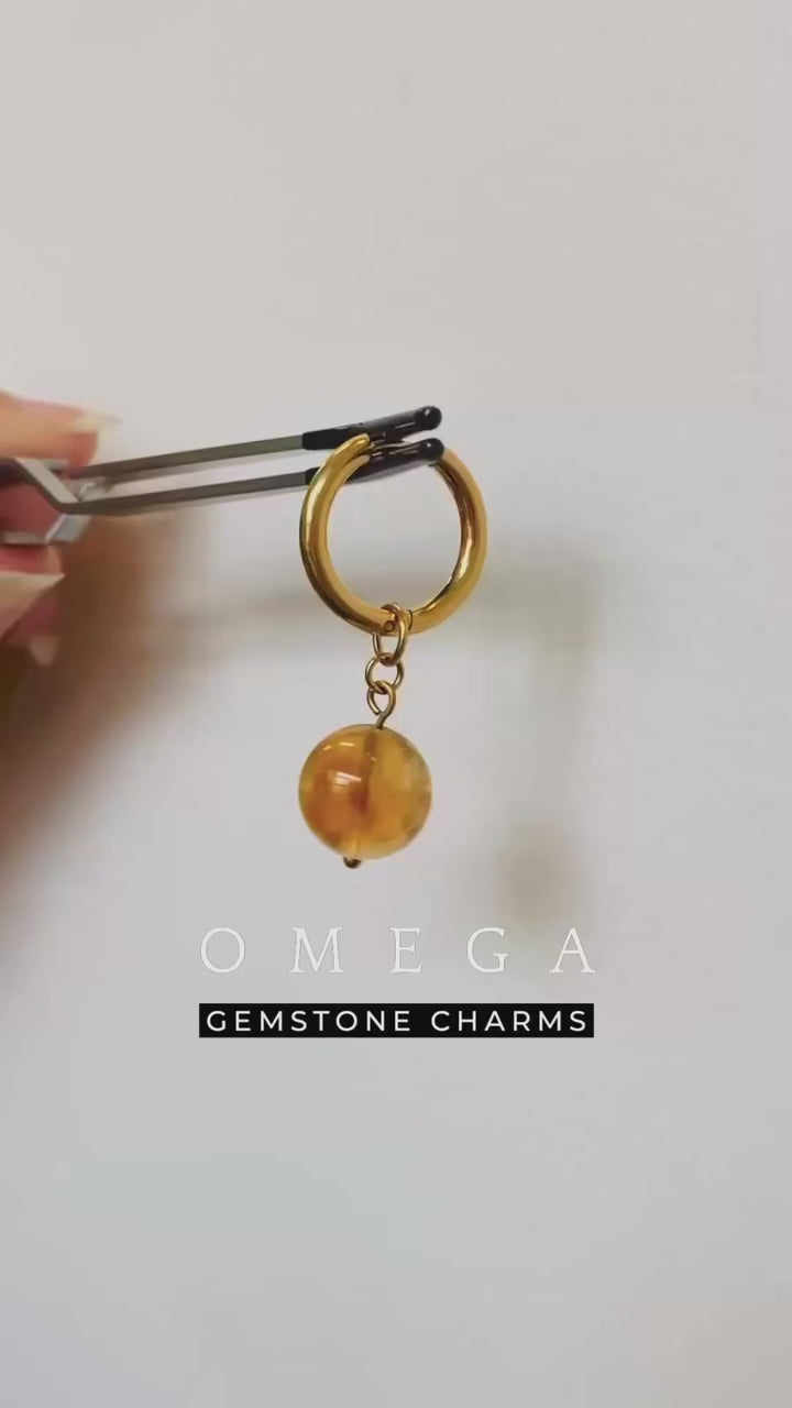 Omega Black Obsidian Gemstone Charm for Huggies, Hoops and More