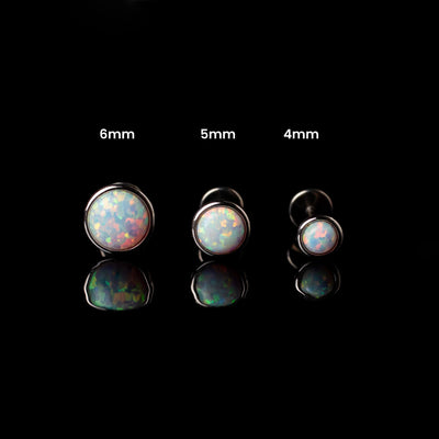 Prismatic Opal Bezel Set Flat Back Sleeper Earrings - 14k Solid Gold