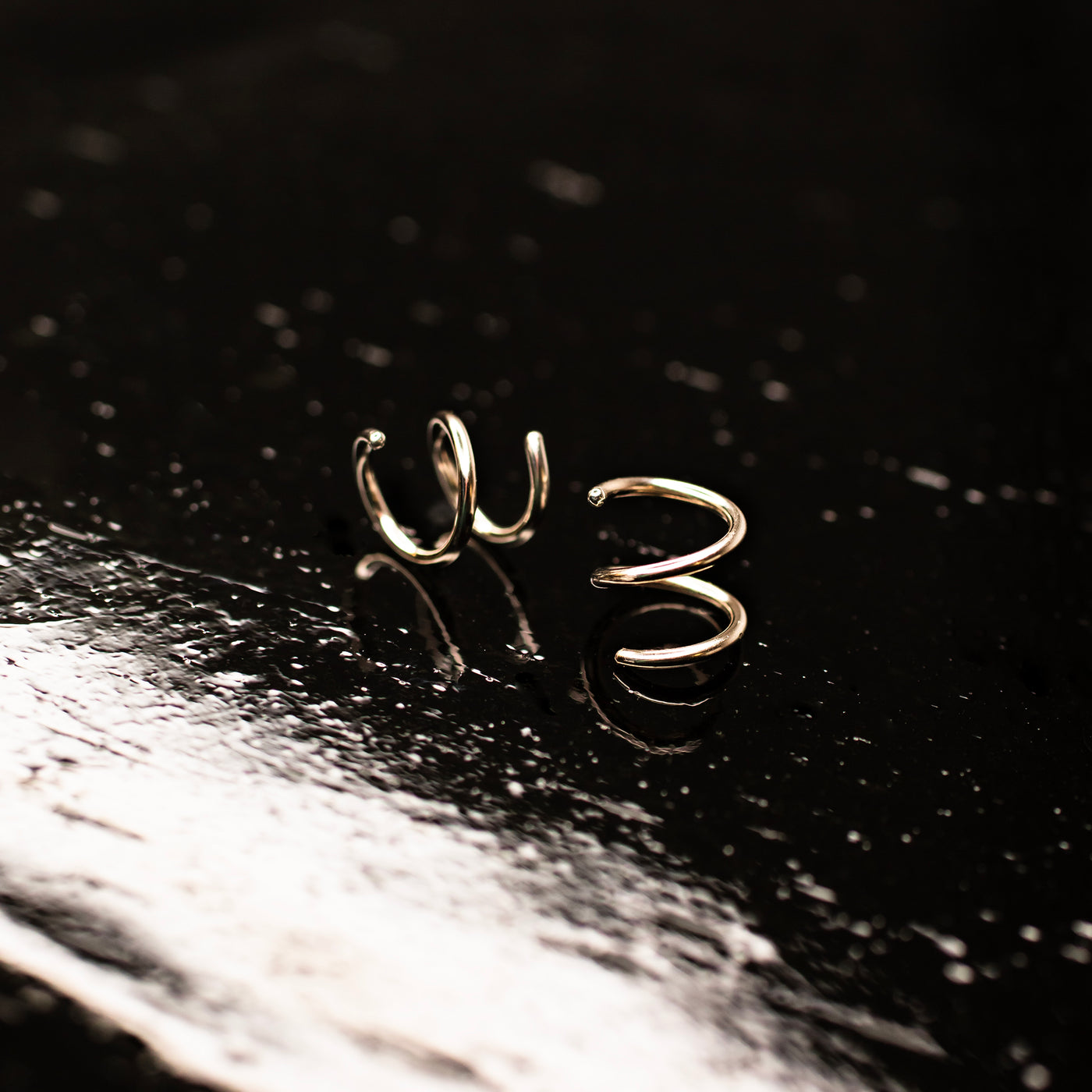 Tiny Twist Double Huggie Earrings - 14K Solid Gold