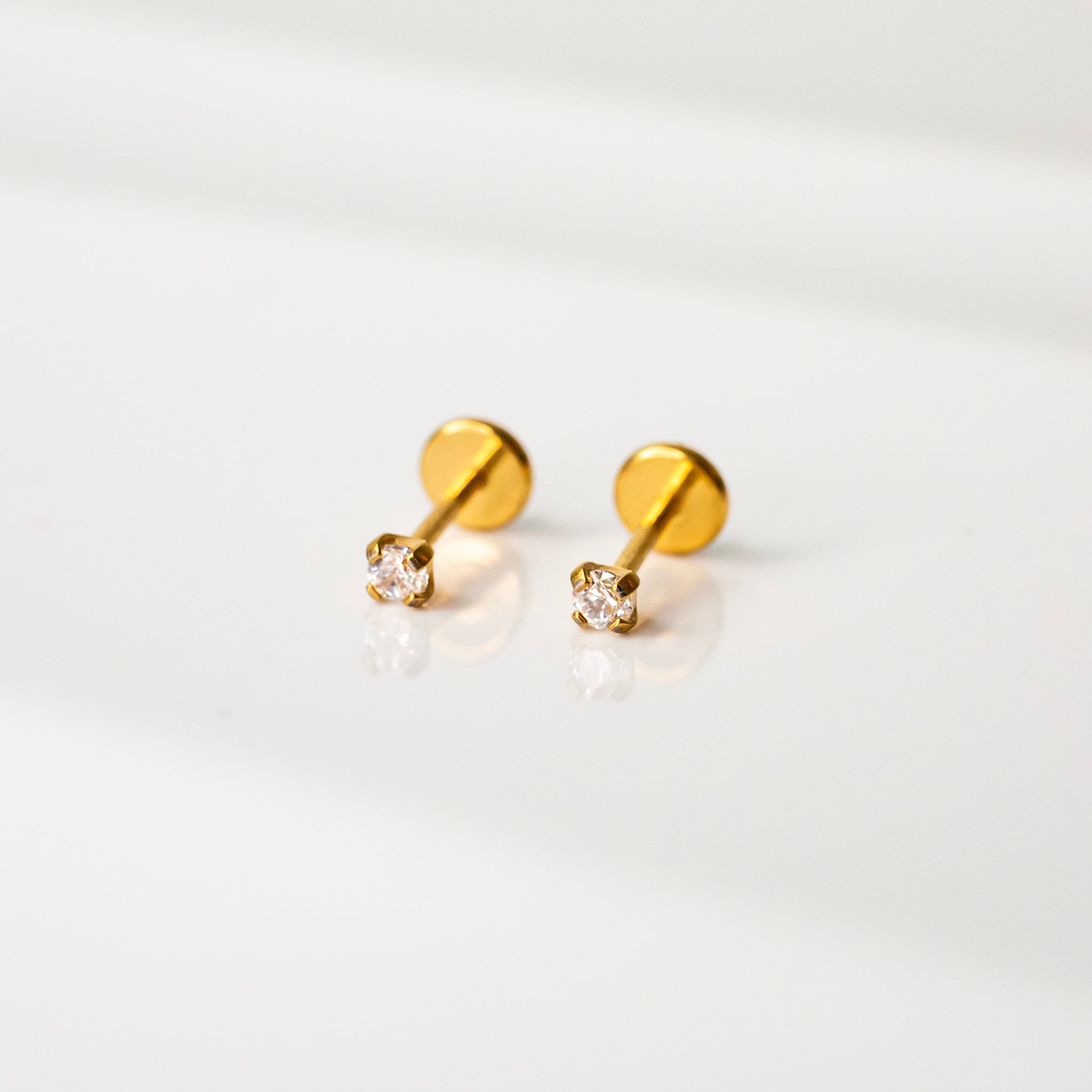 9k solid yellow gold Lotus flower flat back labret stud earring 6mm – Laura  Bond
