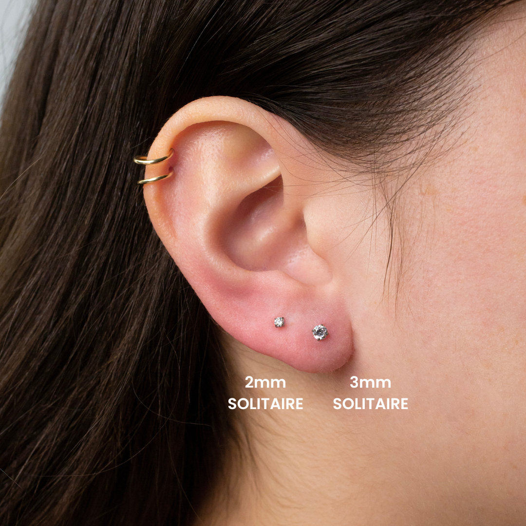 Solitaire Round Flat Back Sleeper Earrings Grayling