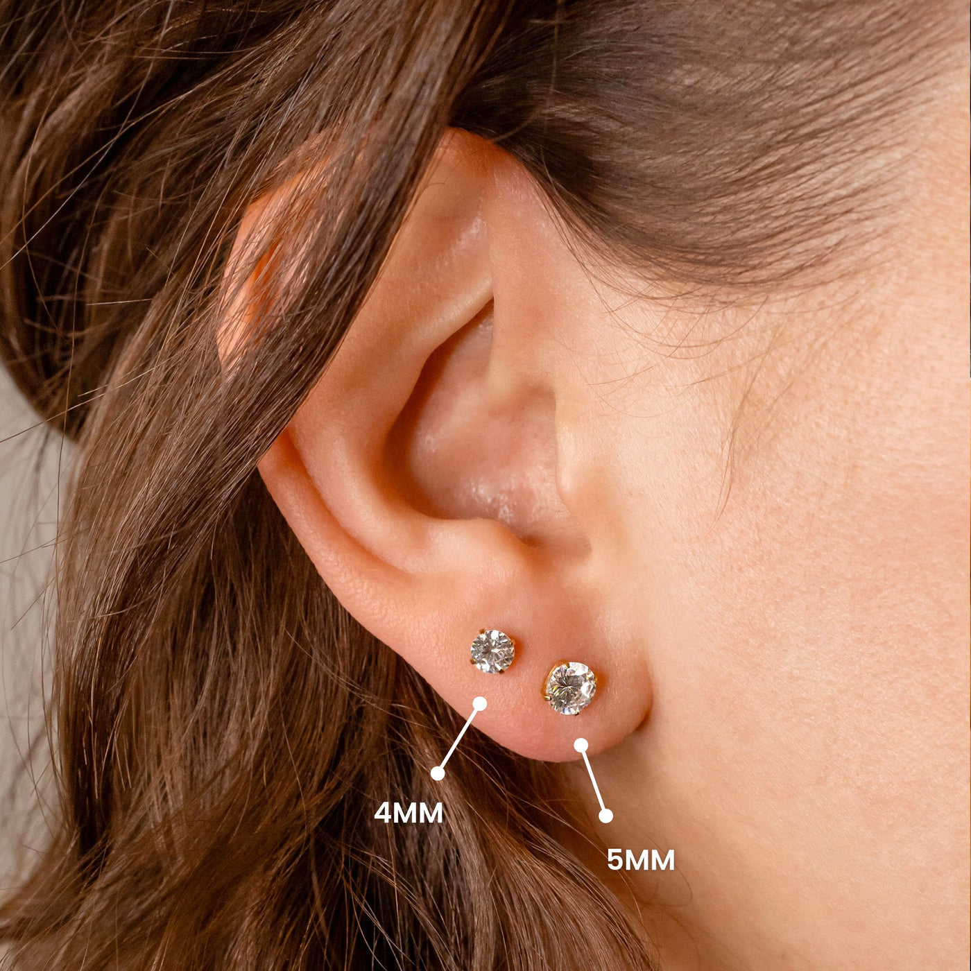 Solitaire Round Flat Back Sleeper Earrings