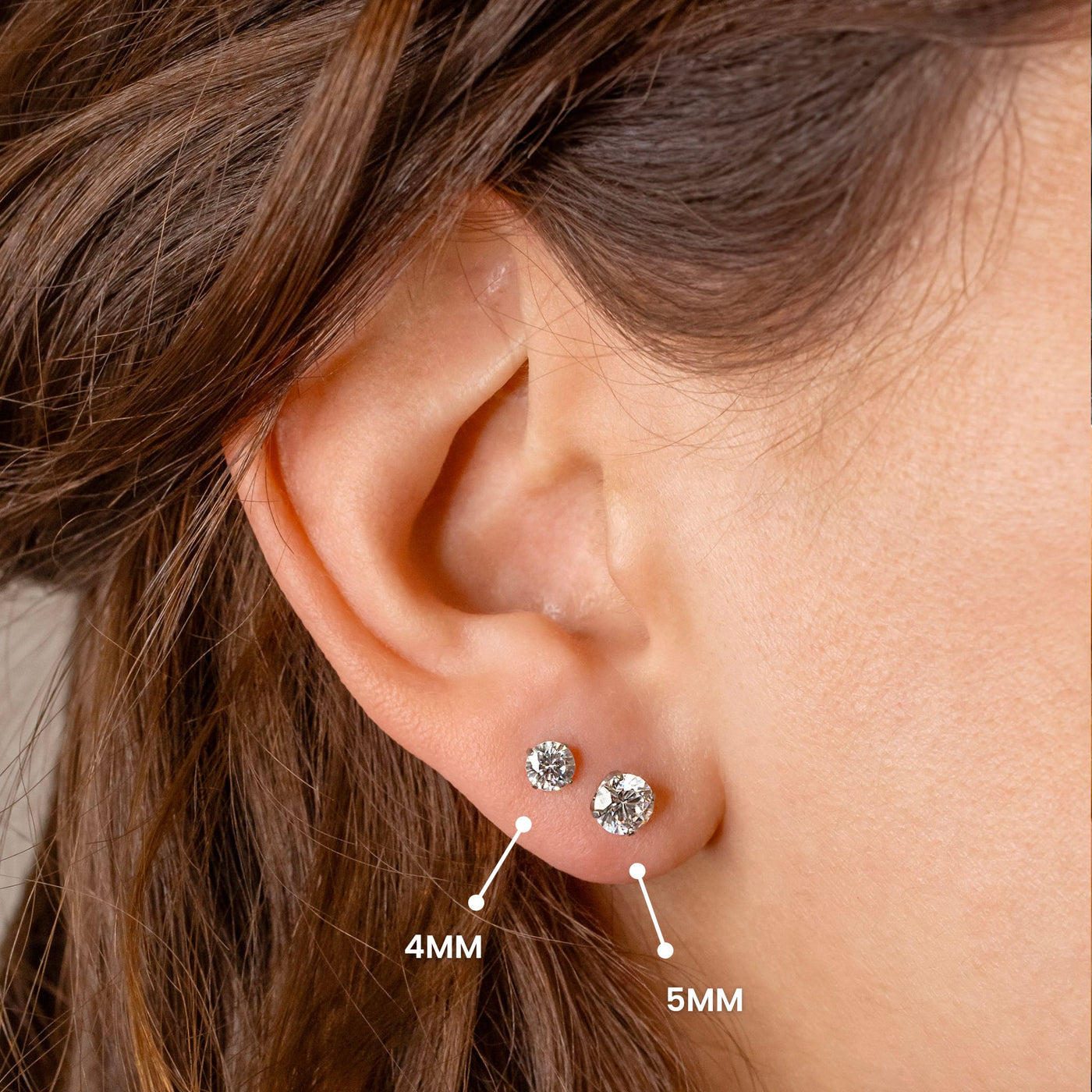 Solitaire Round Flat Back Sleeper Earrings