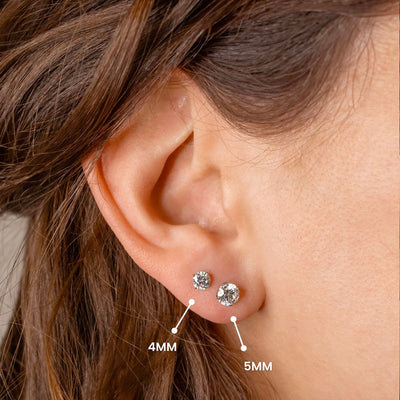 Solitaire Round Flat Back Sleeper Earrings