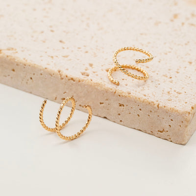 Tiny Twist Double Huggie Earrings