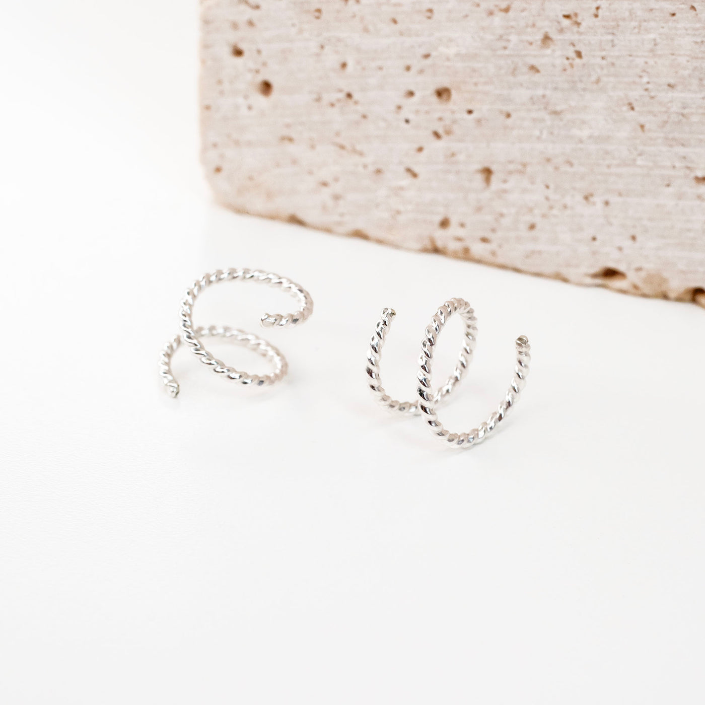 Tiny Twist Double Huggie Earrings