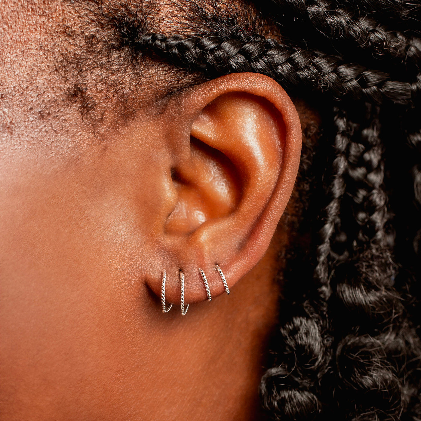 Tiny Twist Double Huggie Earrings