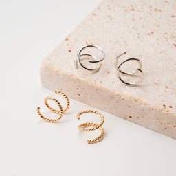 Tiny Twist Double Huggie Earrings - image 1