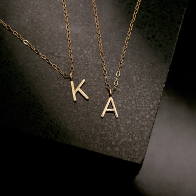 Love Letter Initial Necklace - 14K Solid Gold