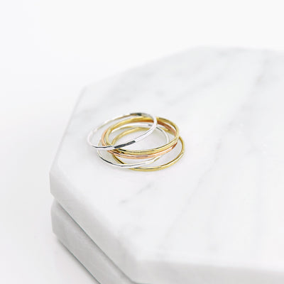 Faceted Stacking Ring Set - Mixed Metals