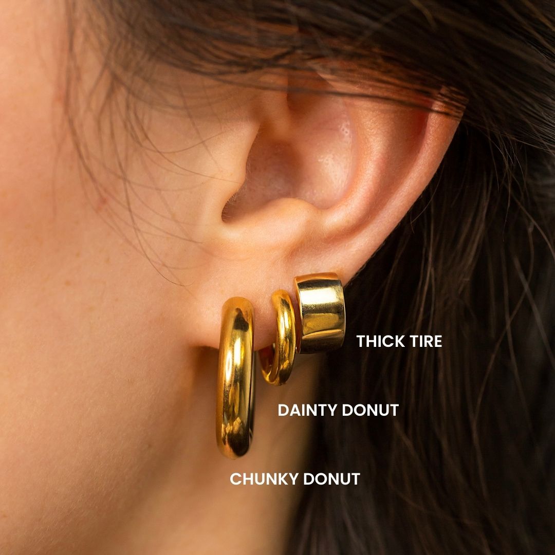 Dainty Donut Locking Huggie Earrings Pair
