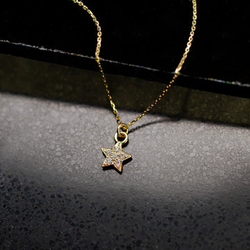 Star 14k Yellow Gold Pendant Necklace In Pave Diamonds - j.hoffman's
