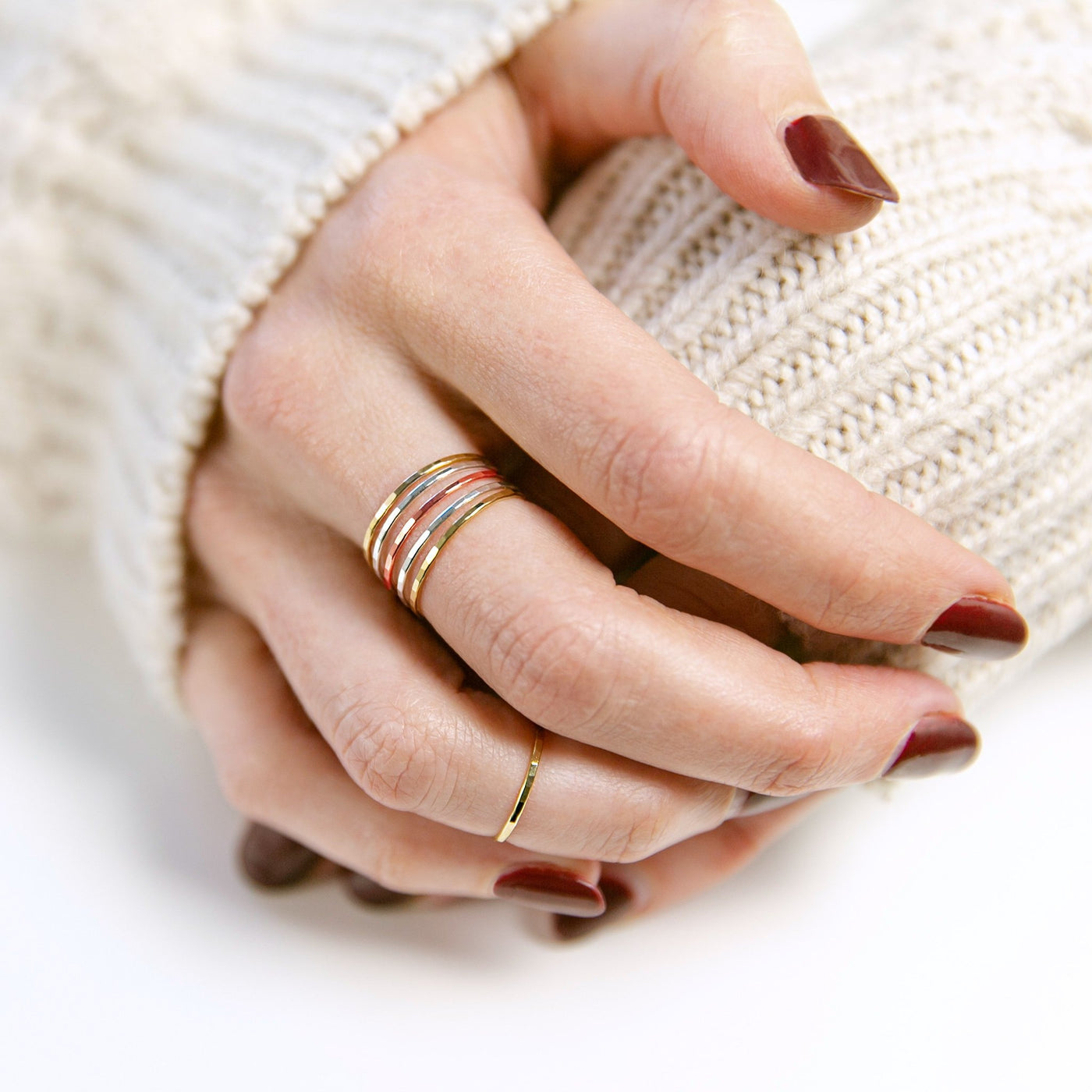 Faceted Stacking Ring Set - Mixed Metals