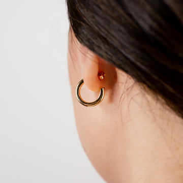 Small Hoops with Stone — Fayt jewelry