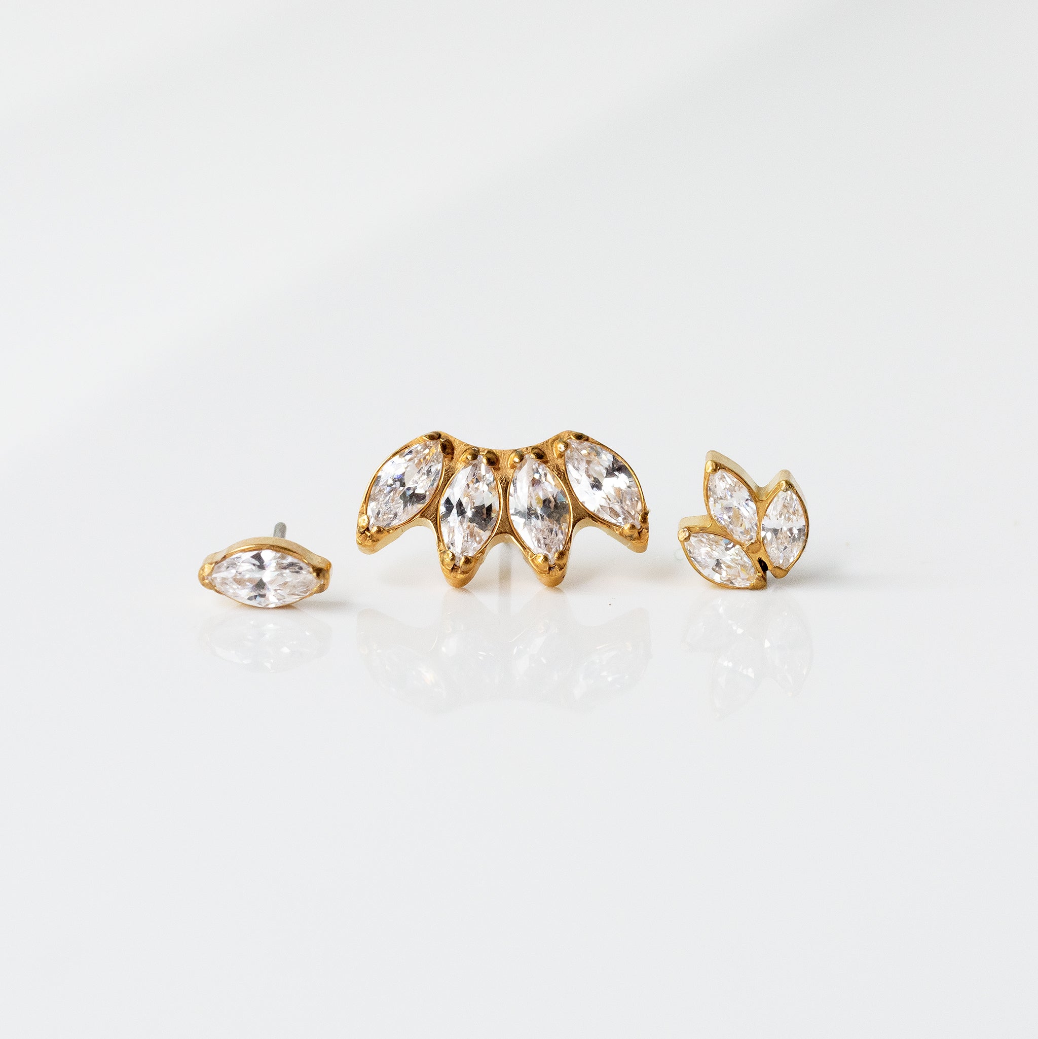 KIKICHIC | Minimalist Jewelry | NYC | Ball Screw Flat Back Tiny CZ Trinity Stud  Earrings Cartilage, Tragus, Helix, Conch in Sterling Silver in 14k Gold and  Silver.