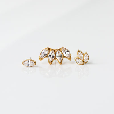 Solitaire Marquise Flat Back Earrings - Inlaid Crystal