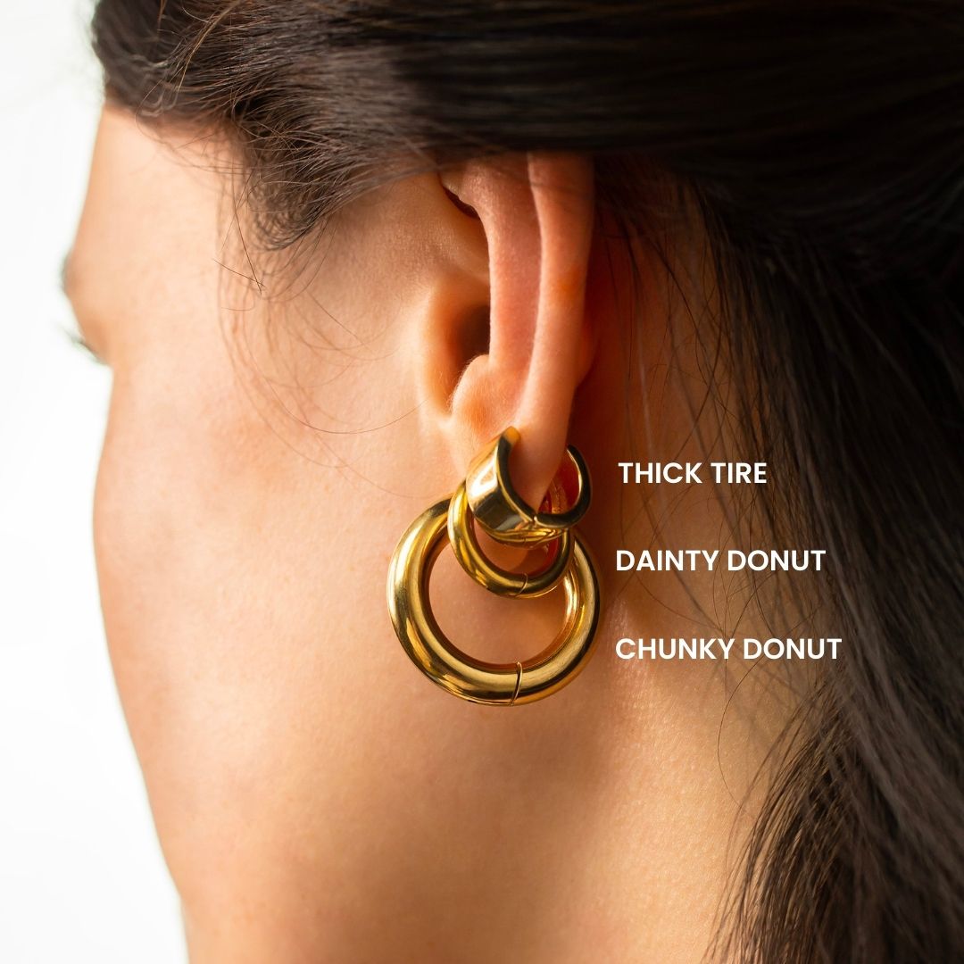Chunky Donut Locking Hoop Earrings