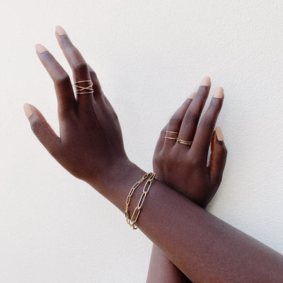 Woven + Double Band Ring Set