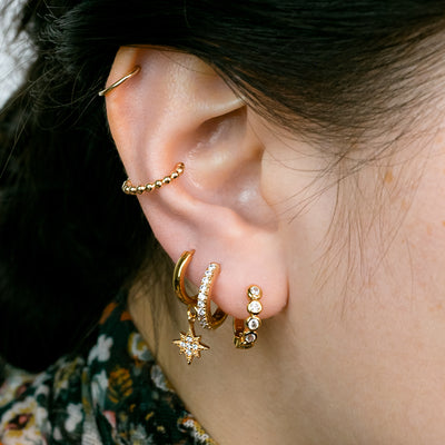 Shimmer Dot Ear Cuff + Huggie Earrings Set